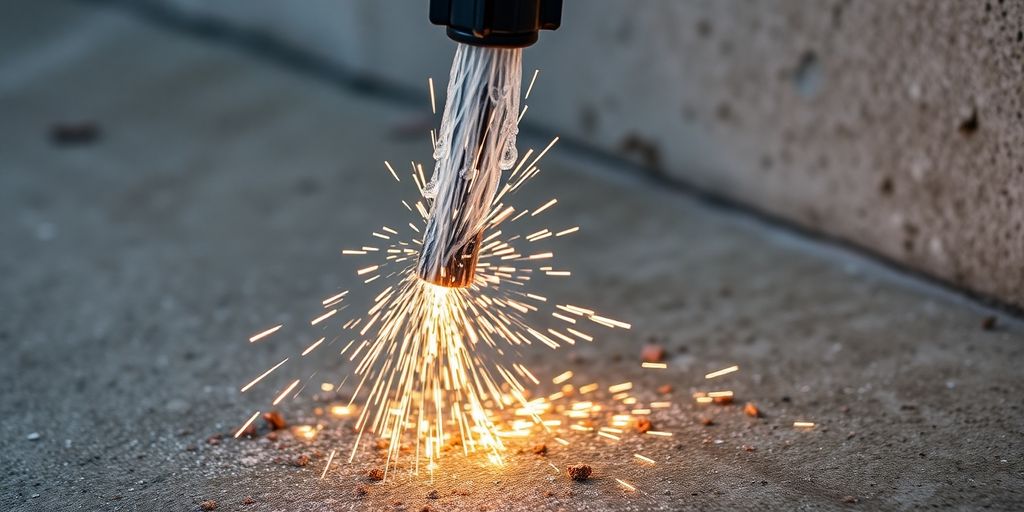 Betonboor met waterkoeling voor efficiëntie.