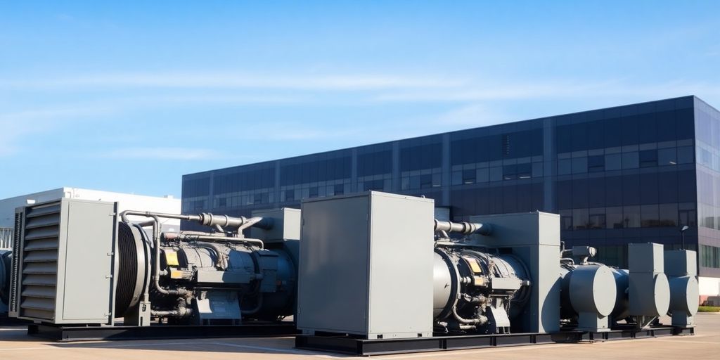 Diesel generators at a data center campus.