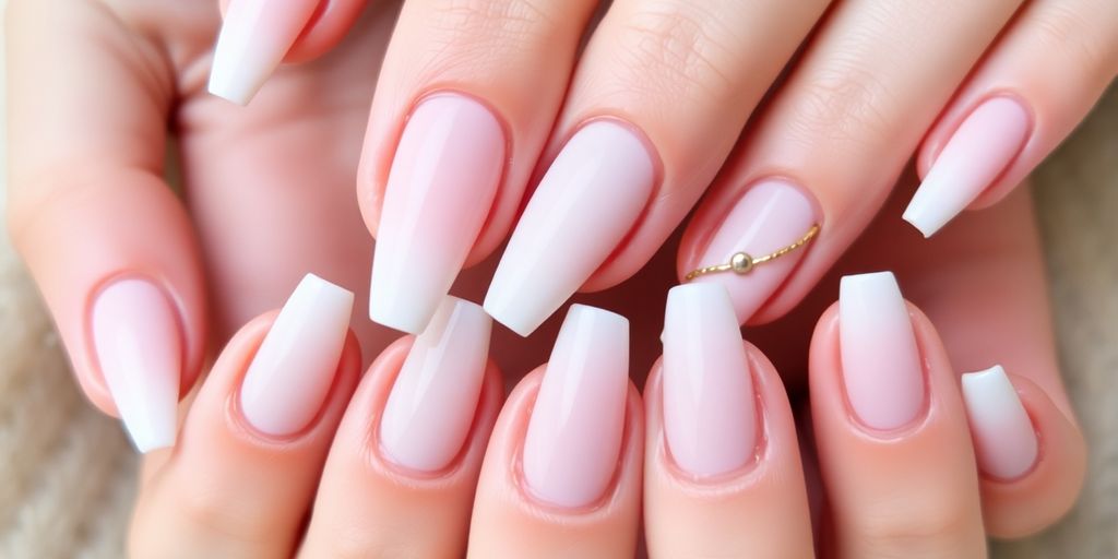 Conjunto de unhas de gel simples e elegantes.