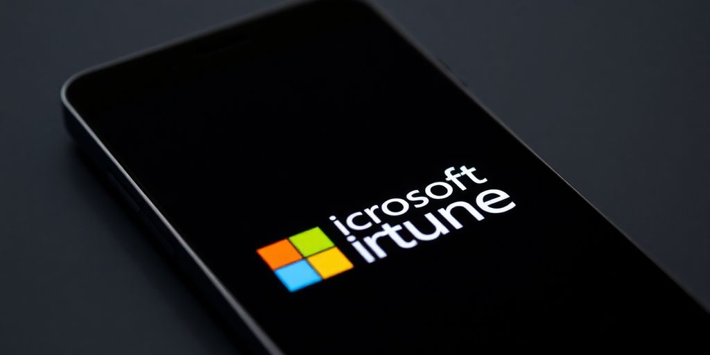 Android phone with Intune logo.