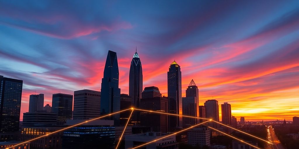 Skyline of Atlanta with smart city infrastructure.