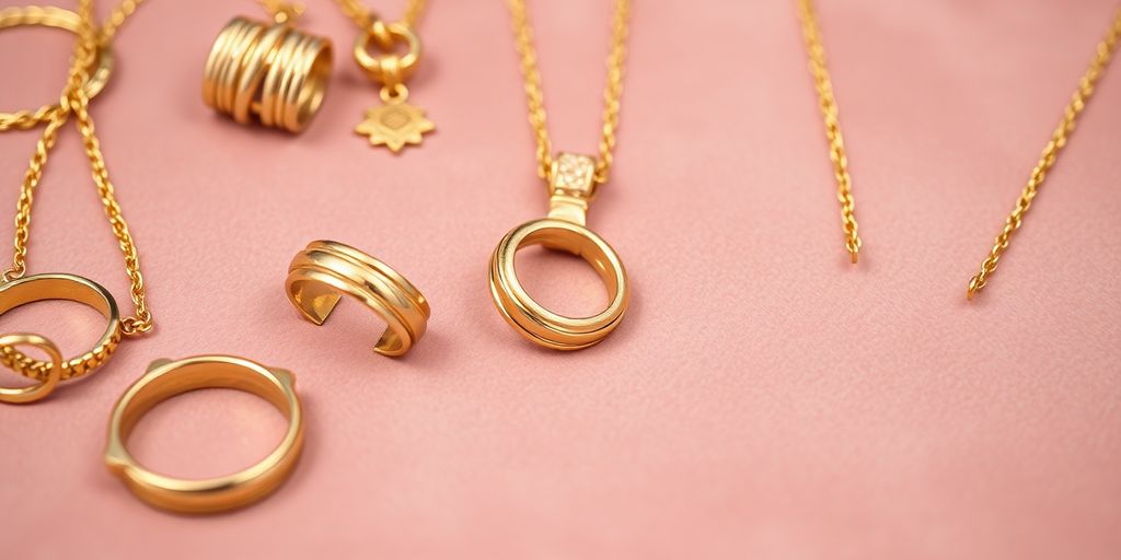 Bijoux en or sur un fond en velours.