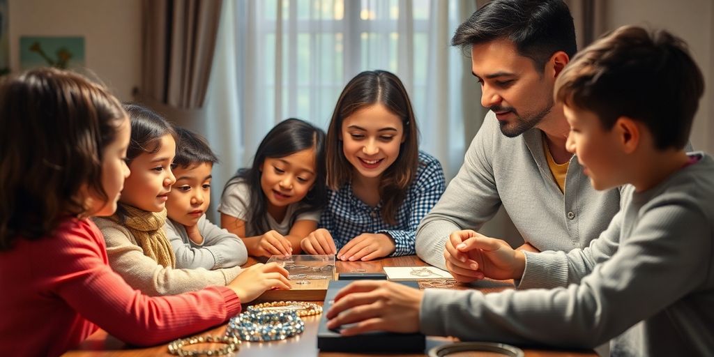 Famille réunie pour discuter de la transmission d'or.