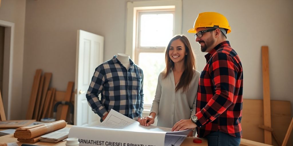 Contractor discusses remodeling plans with homeowners.