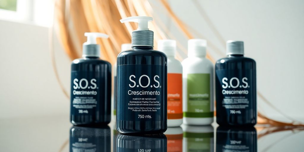 Kit S.O.S Crescimento, produtos capilares e cabelo saudável.