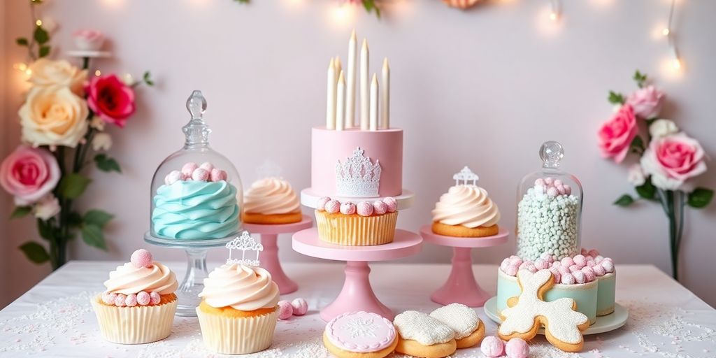 Table of enchanted treats for a princess party.