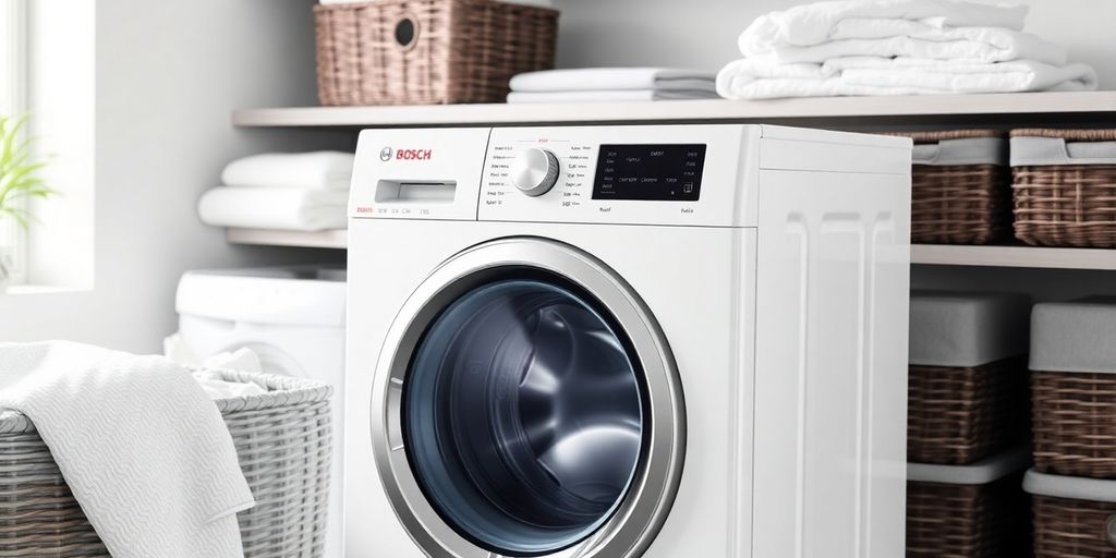 Moderne Bosch WUU28T70 Waschmaschine im elegantem Raum.