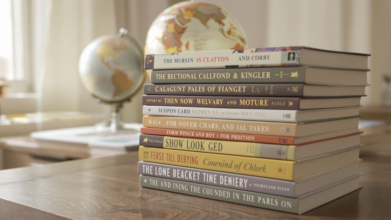 Books and globe on table near sunny window