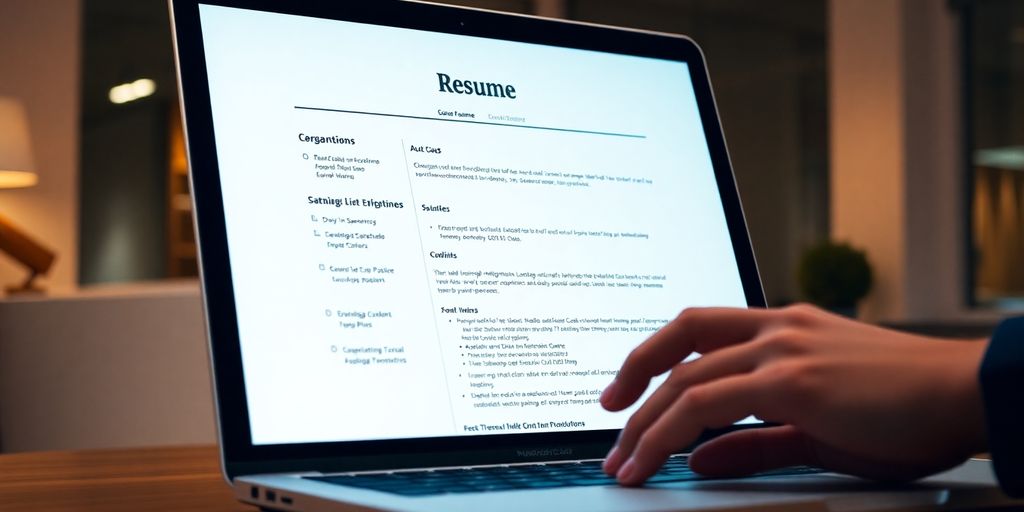 Android developer's resume on a laptop screen.