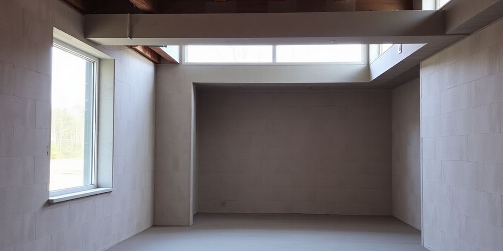Modern basement built with Insulated Concrete Forms.