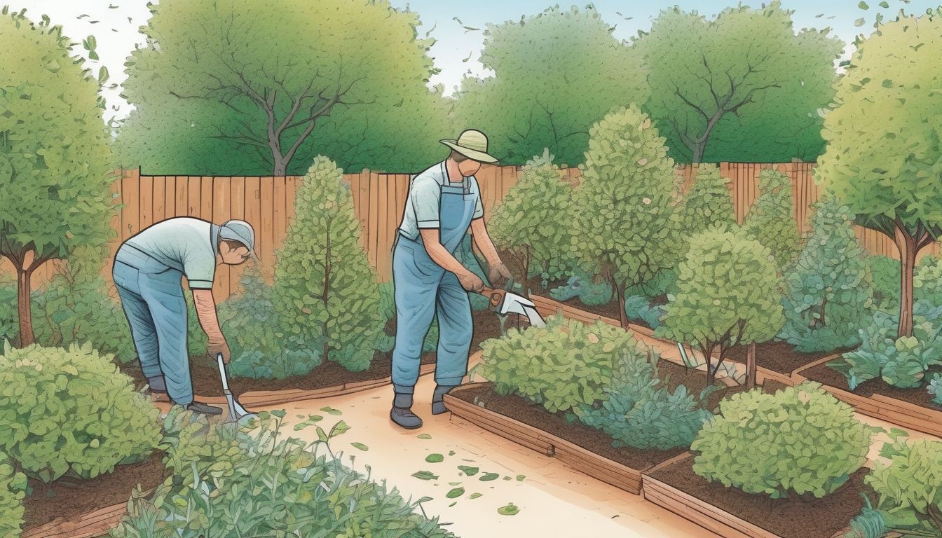 pruning plants in a garden