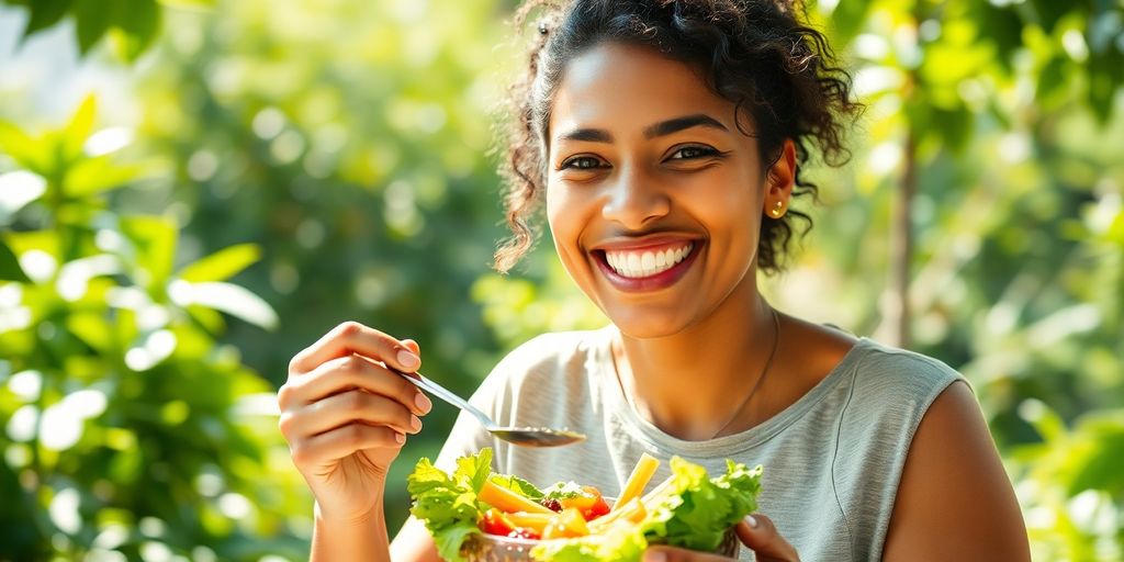 Person smiling, radiating health and vitality.