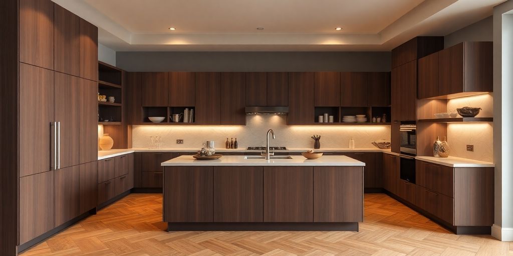 Modern kitchen with sleek design and elegant features.