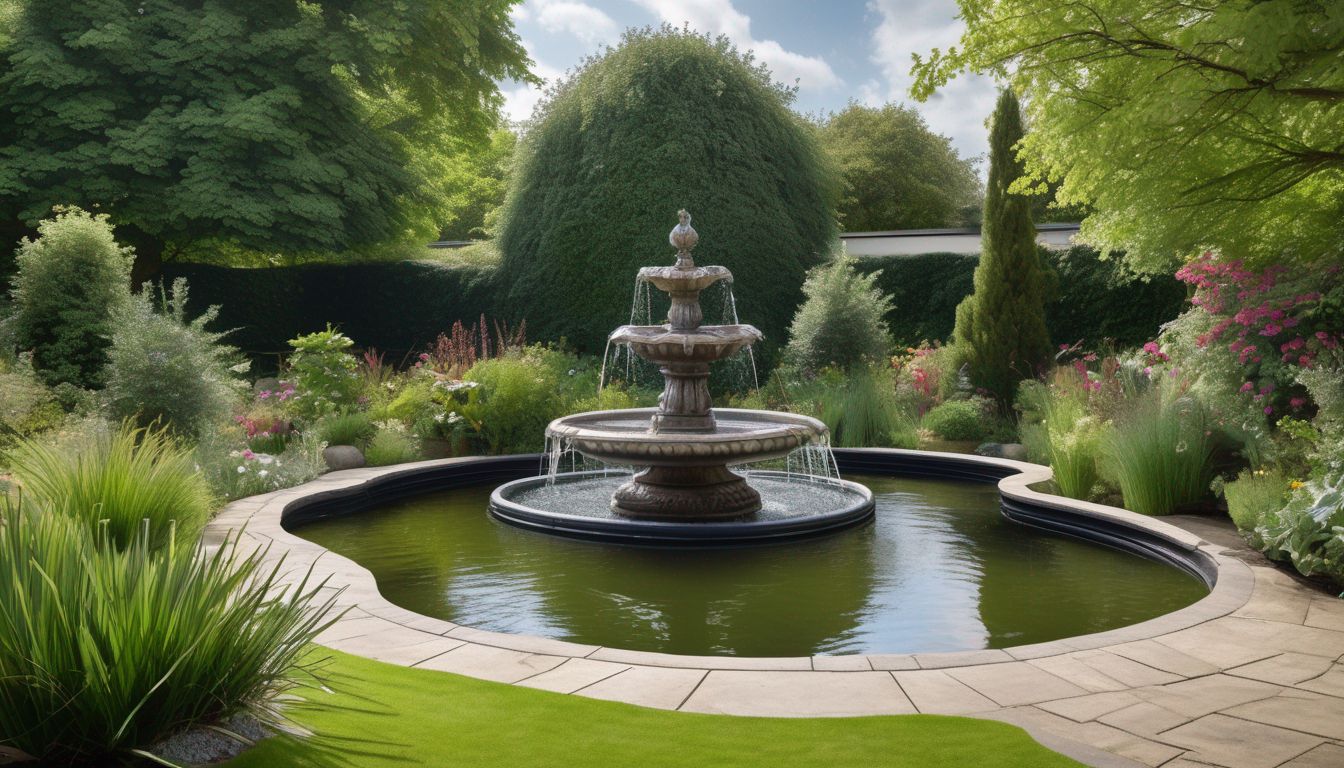 London garden pond fountain