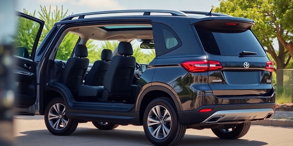 Seven-seater SUV parked in scenic outdoor setting.