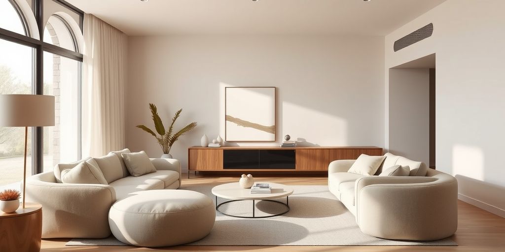 Modern living room with curvilinear furniture