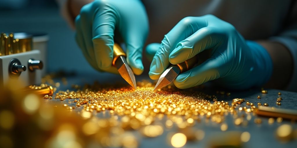 Techniciens en prothèse recyclant de l'or dentaire.