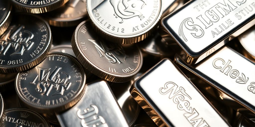 Argent brillant sous une lumière tamisée.