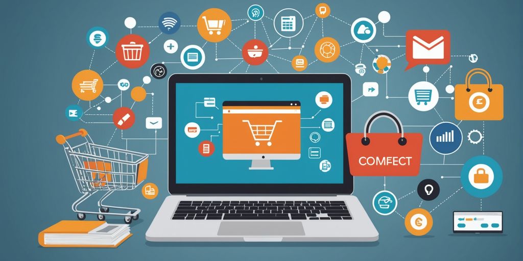 E-commerce and content marketing illustration