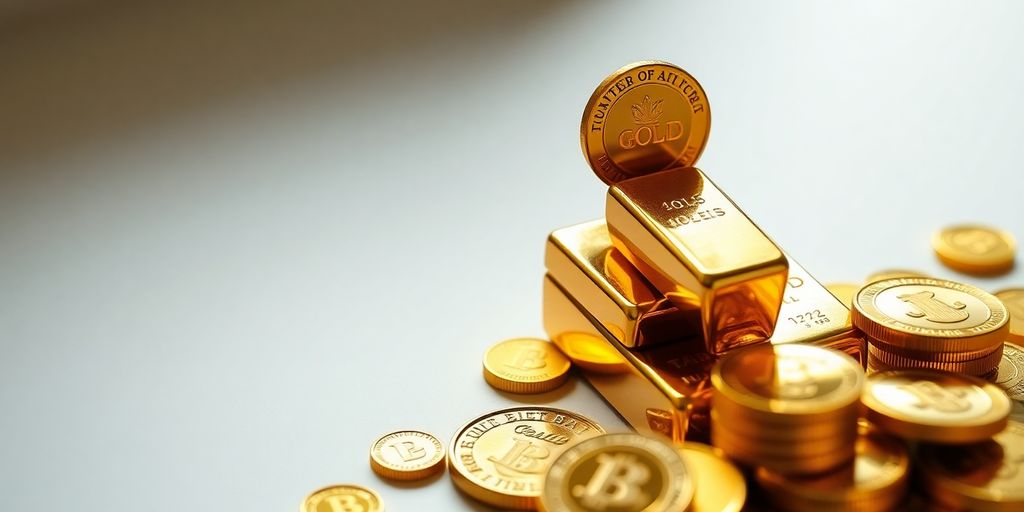Piles d'or et de pièces brillantes sur fond élégant.