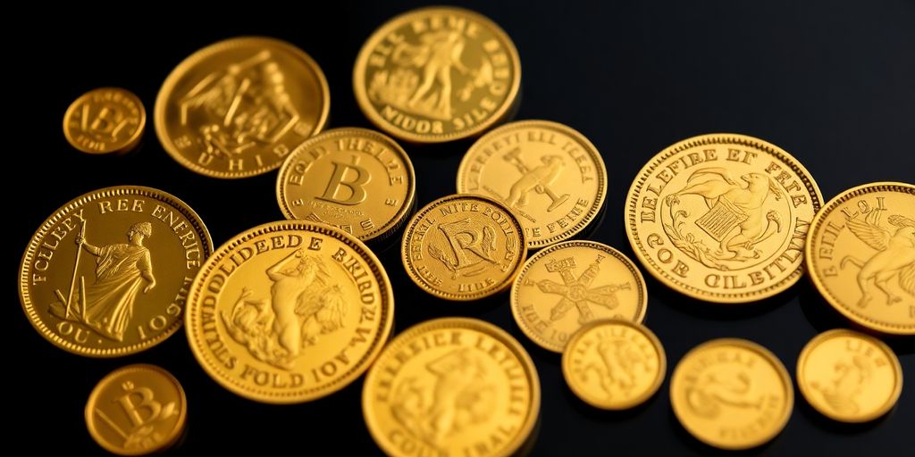 Assortiment de pièces d'or françaises prisées.