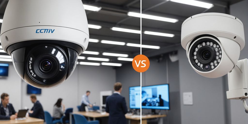 Analogue and IP CCTV cameras side by side.