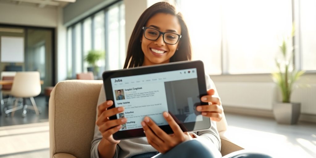 Person looking at job listings on a tablet