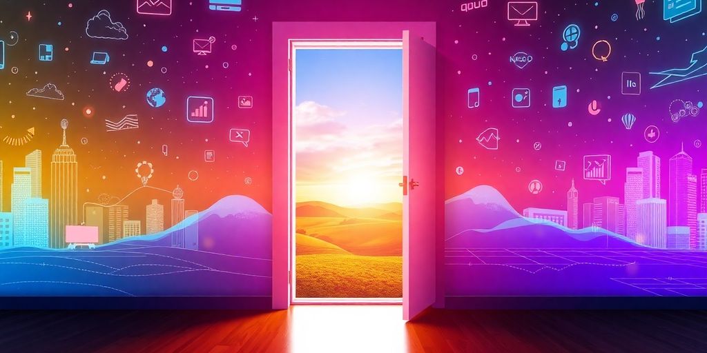 An open door to a vibrant digital landscape.