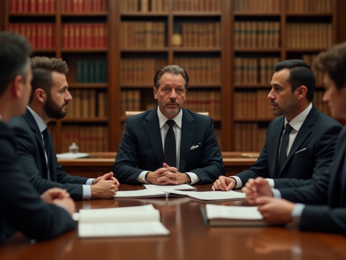 Avocați în sala de judecată discutând cu judecătorul.