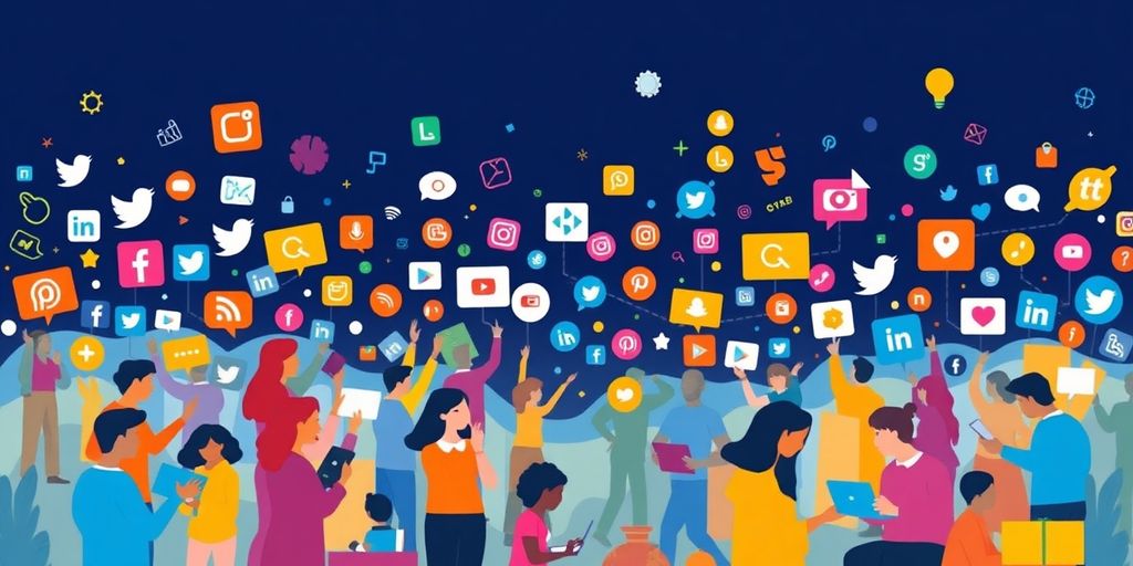 Diverse mensen die samenwerken aan social media marketing.
