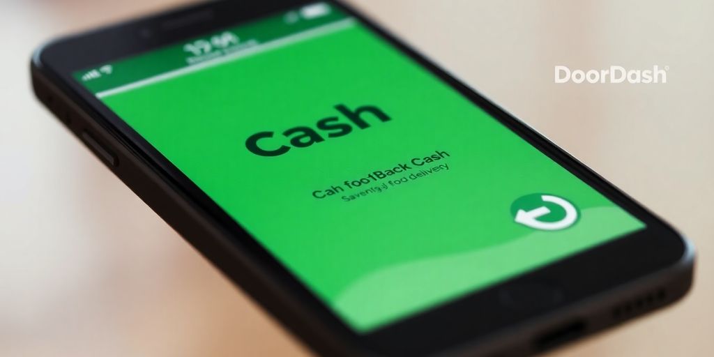 Smartphone displaying cash back app for DoorDash savings.