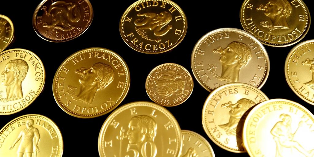 Pièces de 50 francs en or de Napoléon.