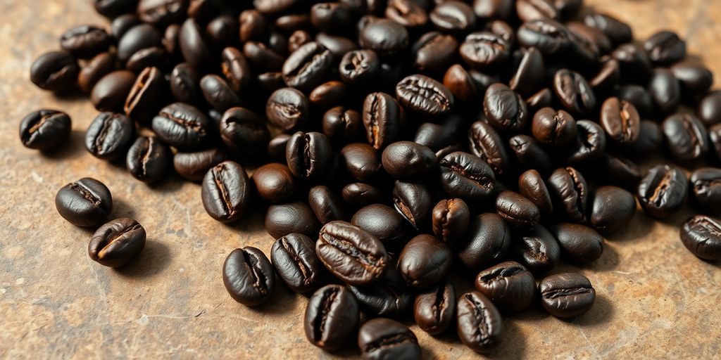 Coffee beans, roasted, brown, close-up