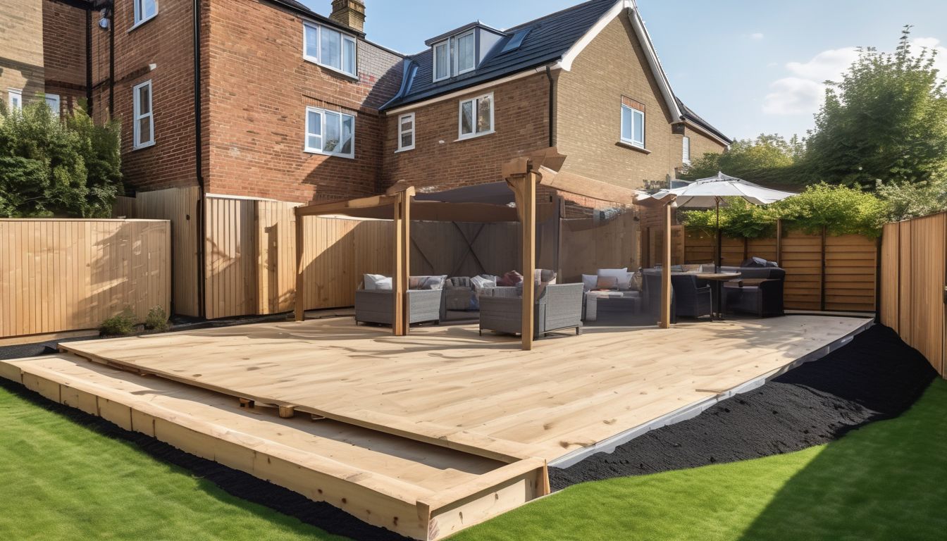 preparing ground for patio in London backyard