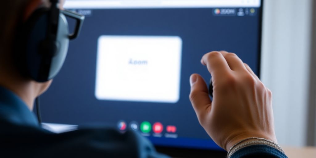 Person using Zoom with audio icon active.