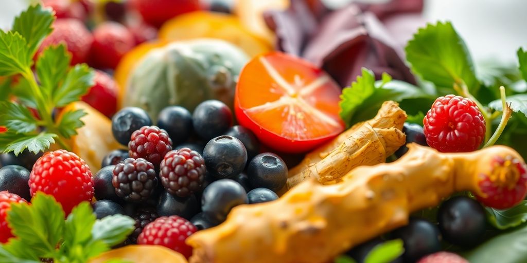 Vibrant assortment of anti-inflammatory foods.