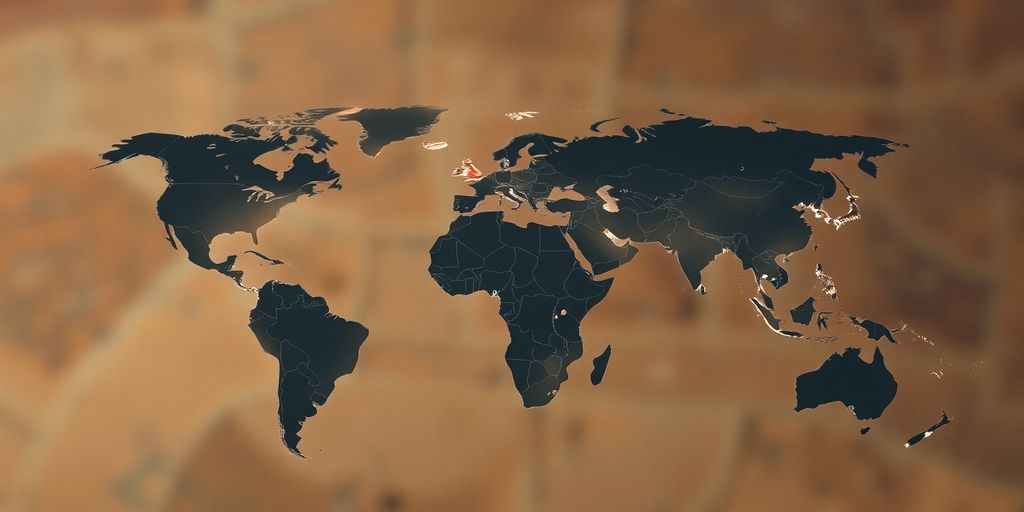 World map with glowing regions