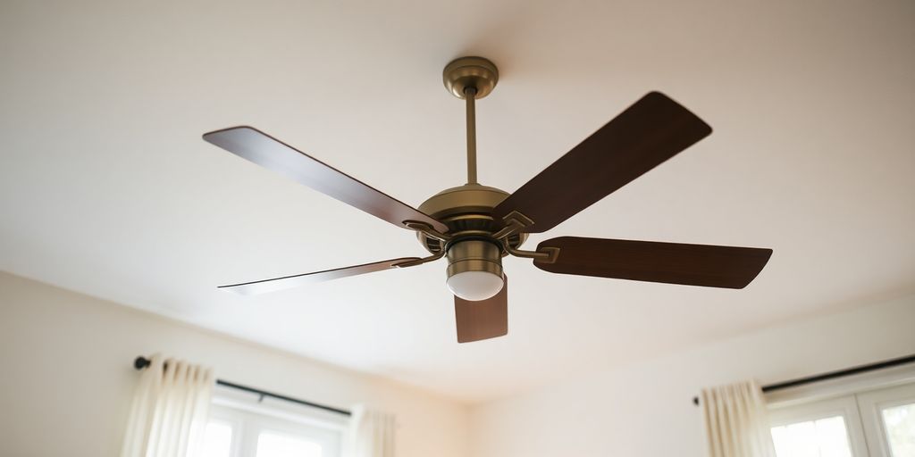 Stylish ceiling fan in a modern room setup.