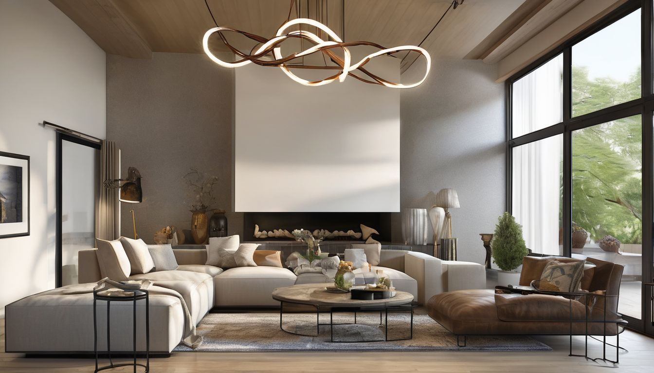 light fixture installation in a living room