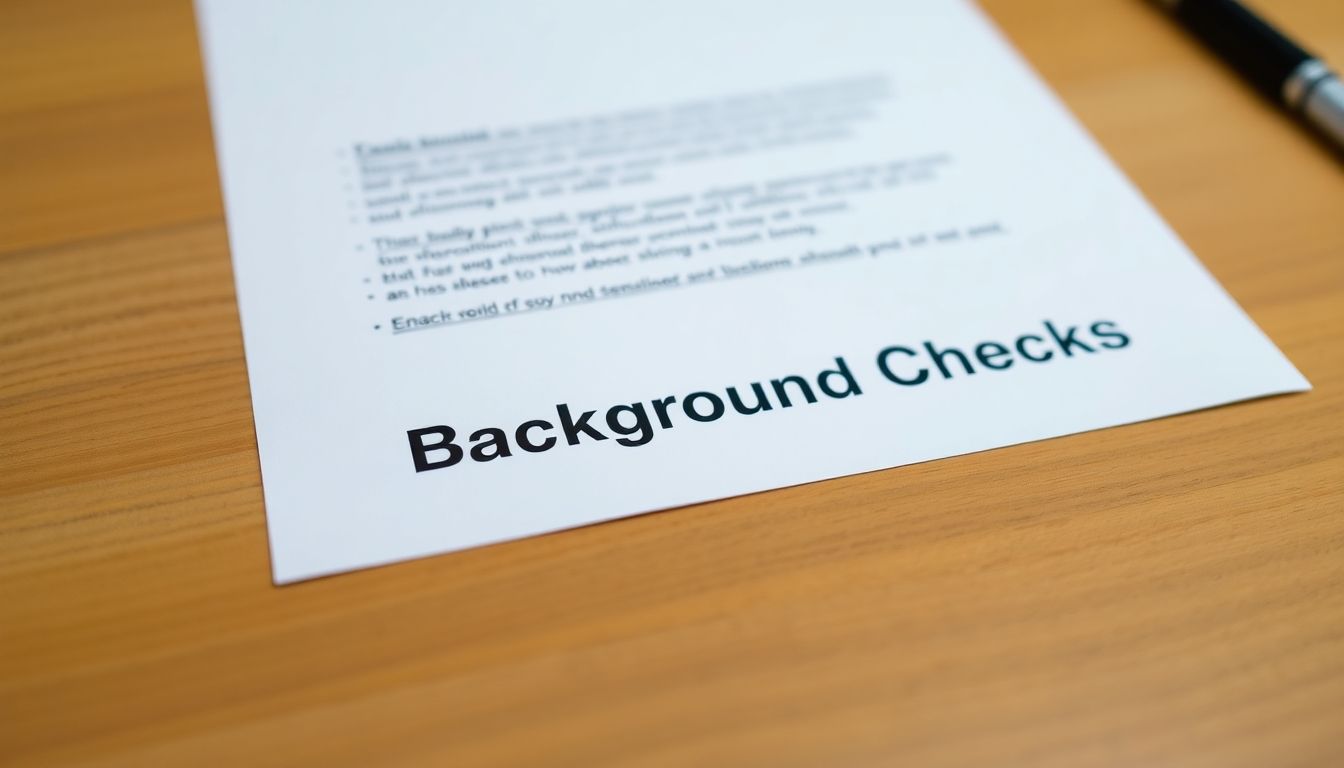 Document titled 'Background Checks' on a desk.
