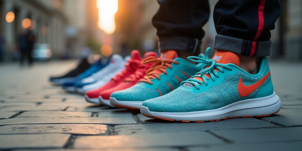Fotografie von Nike Schuhen in urbaner Umgebung.