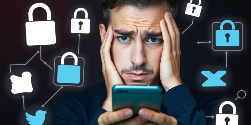 Person inquiet face à un piratage de compte.