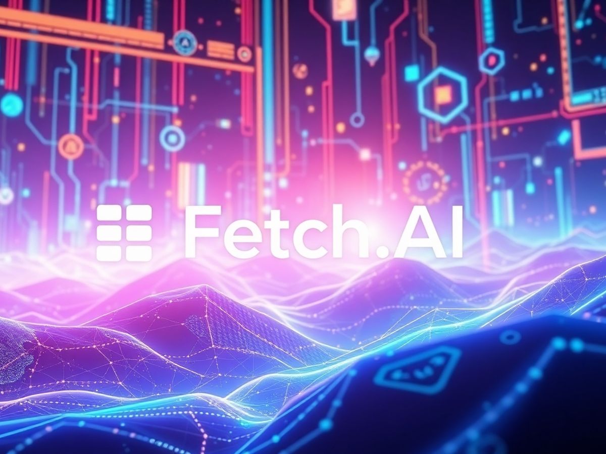 Fetch.AI logo on a futuristic digital background.
