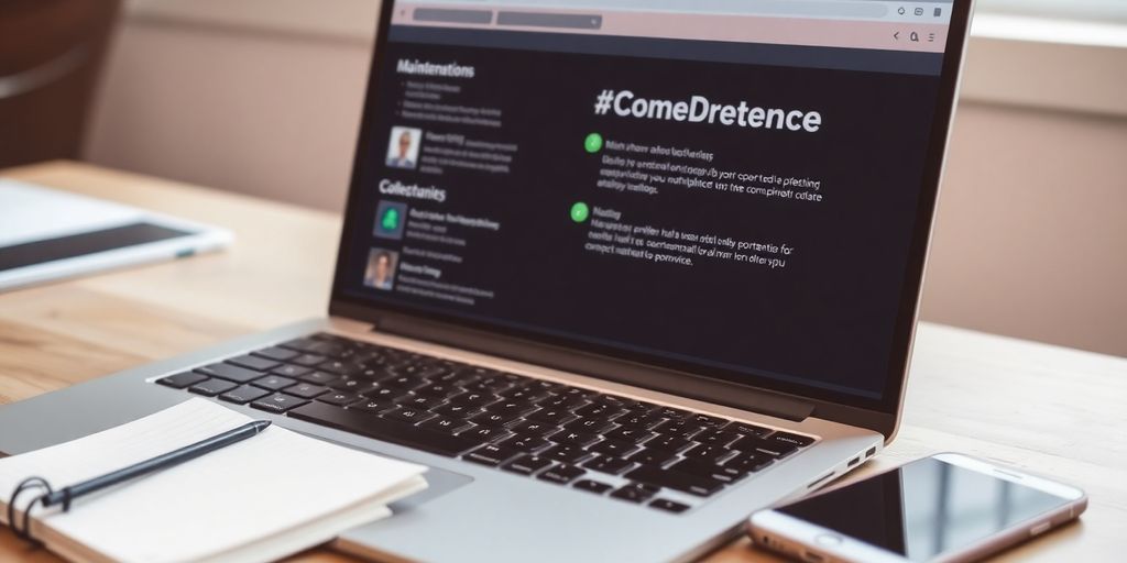 Laptop with website maintenance tools and tech workspace elements.