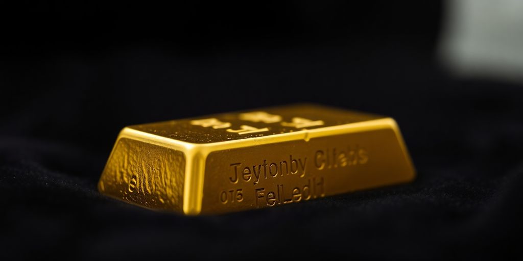 Lingot d'or sur un fond sombre.
