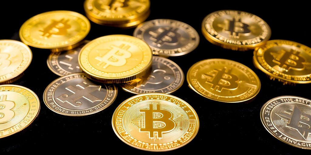 Pièces de monnaie brillantes sur un fond sombre