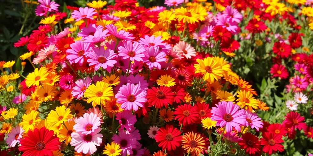 Bunte Blumen im Garten im Spätsommer und Herbst.