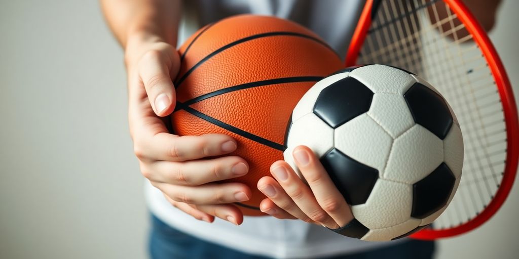 Athlete holding sports equipment