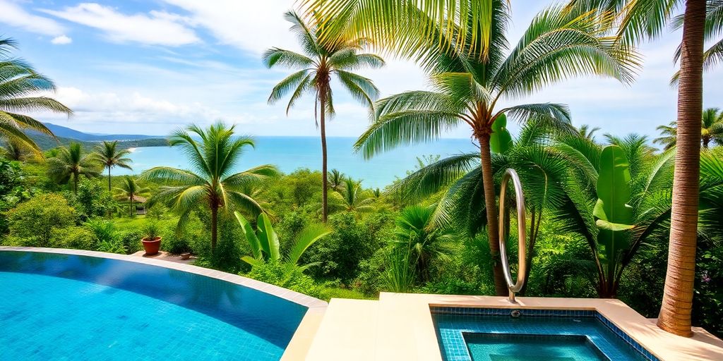 Phuket villa with ocean view and swimming pool.