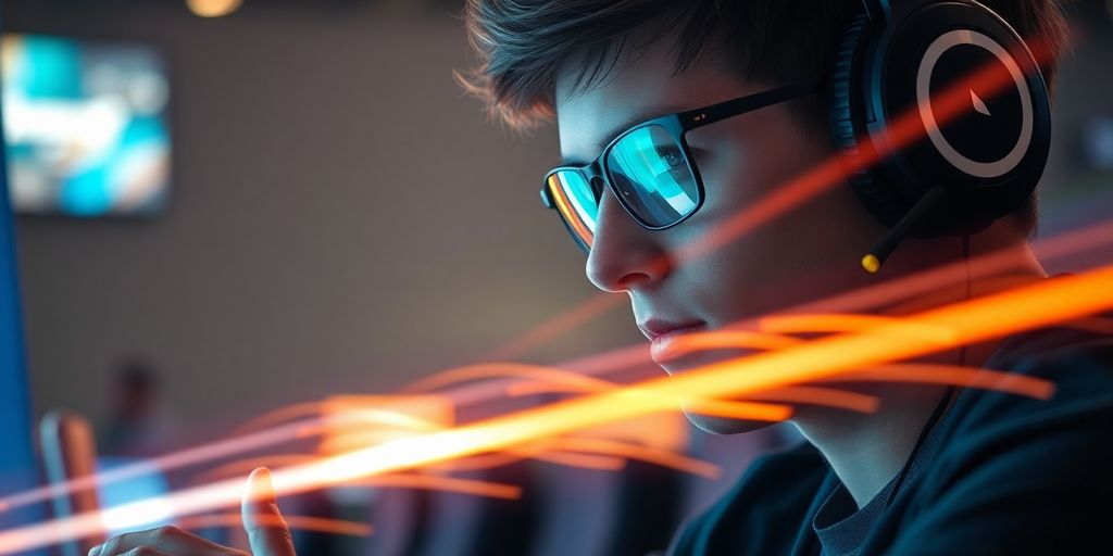 Esports pro gamer celebrates victory with intense focus.